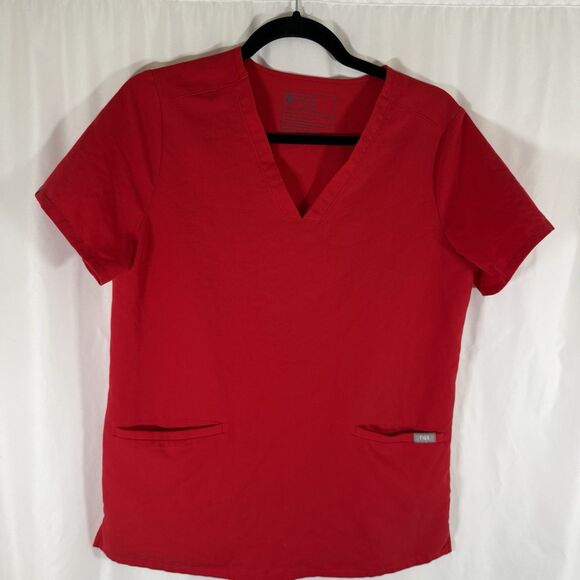 Figs Scrub Top Men's Small Red Short Sleeve Pockets Technical Collection - Picture 1 of 11